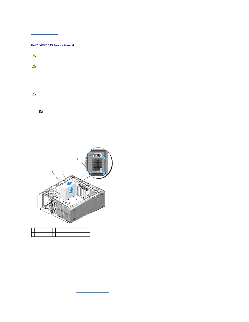 Replacing the power supply | Dell XPS 625 (Early 2009) User Manual | Page 35 / 44