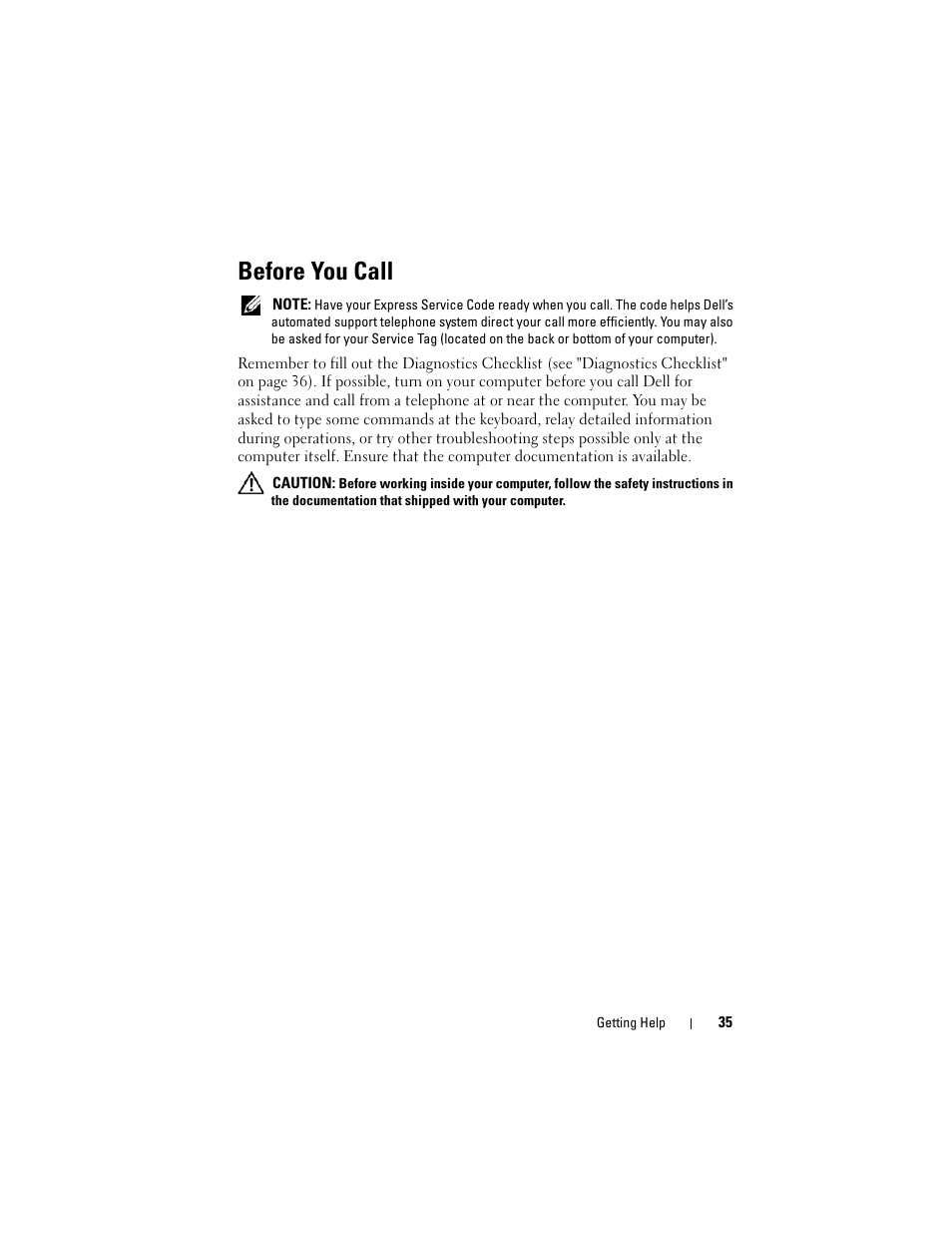 Before you call | Dell OptiPlex FX160 (Late 2008) User Manual | Page 35 / 42