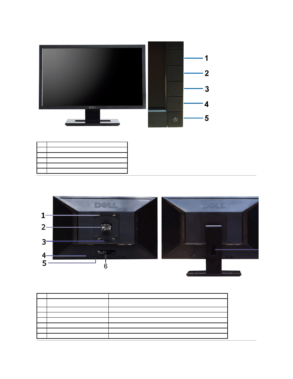 Back view | Dell E2311H Monitor User Manual | Page 4 / 33
