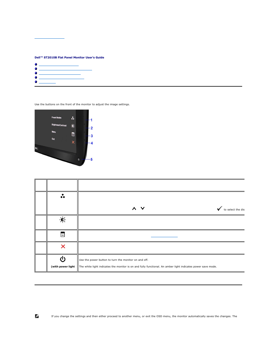 Operating the monitor, Using the front panel, Using the on-screen display (osd) menu | Accessing the menu system | Dell ST2010B Flat Panel Monitor User Manual | Page 12 / 29