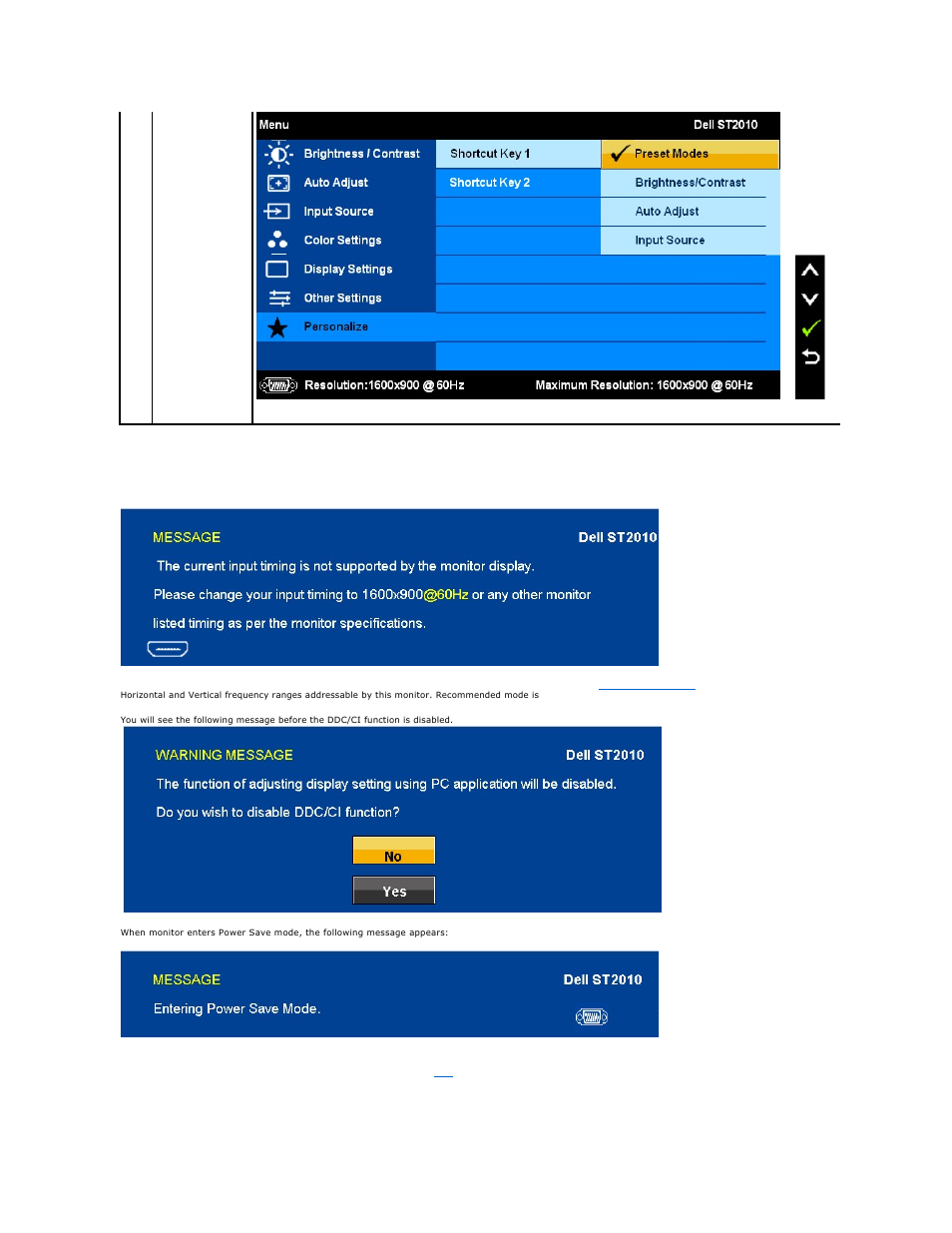 Osd warning messages | Dell ST2010B Flat Panel Monitor User Manual | Page 19 / 29