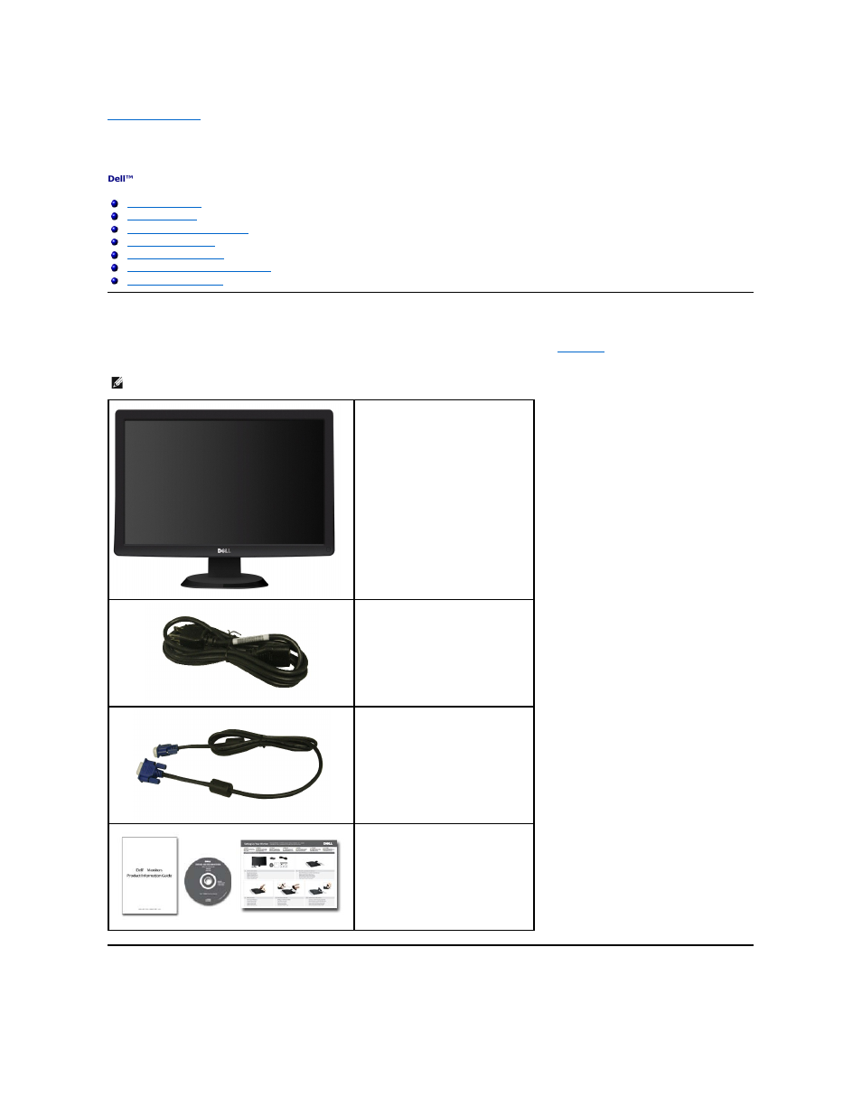 About your monitor, Package contents, Product features | Dell ST2010B Flat Panel Monitor User Manual | Page 2 / 29