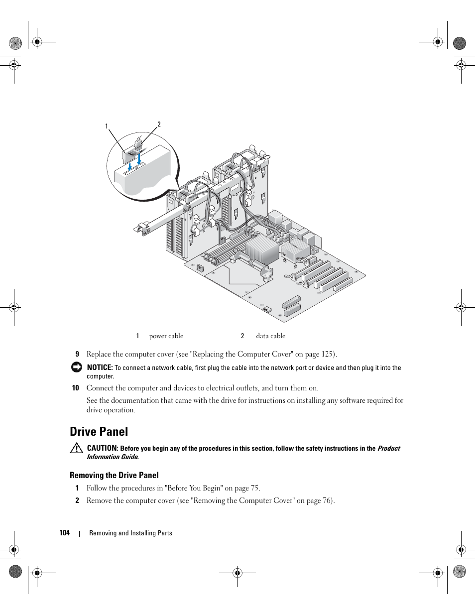 Drive panel, Removing the drive panel | Dell XPS 700 Jet Black User Manual | Page 102 / 174