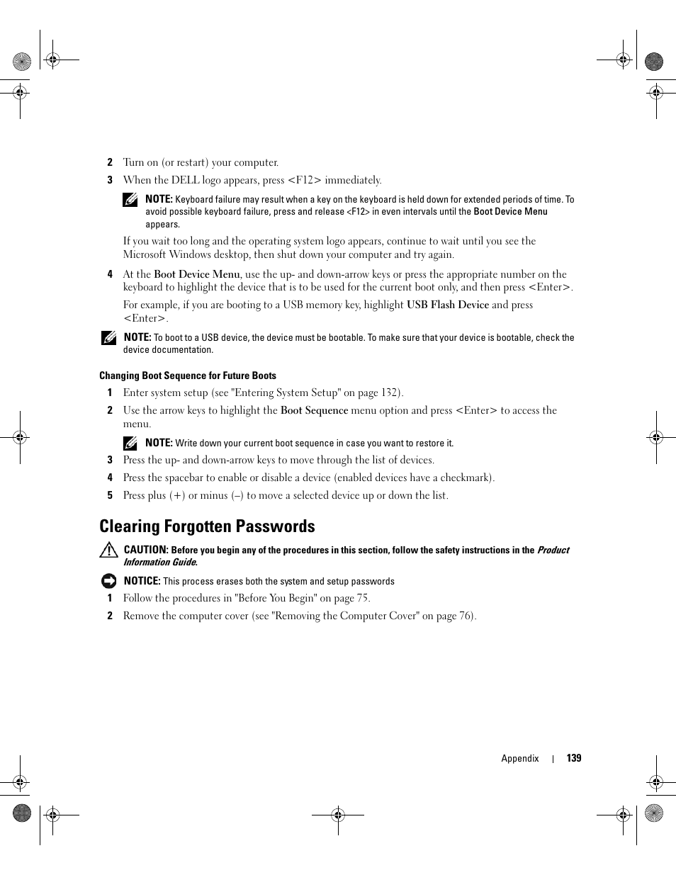 Clearing forgotten passwords | Dell XPS 700 Jet Black User Manual | Page 137 / 174