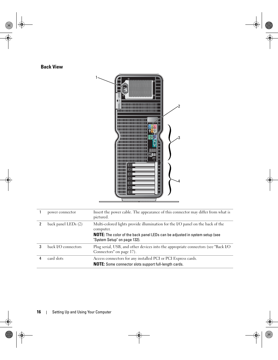 Back view | Dell XPS 700 Jet Black User Manual | Page 14 / 174