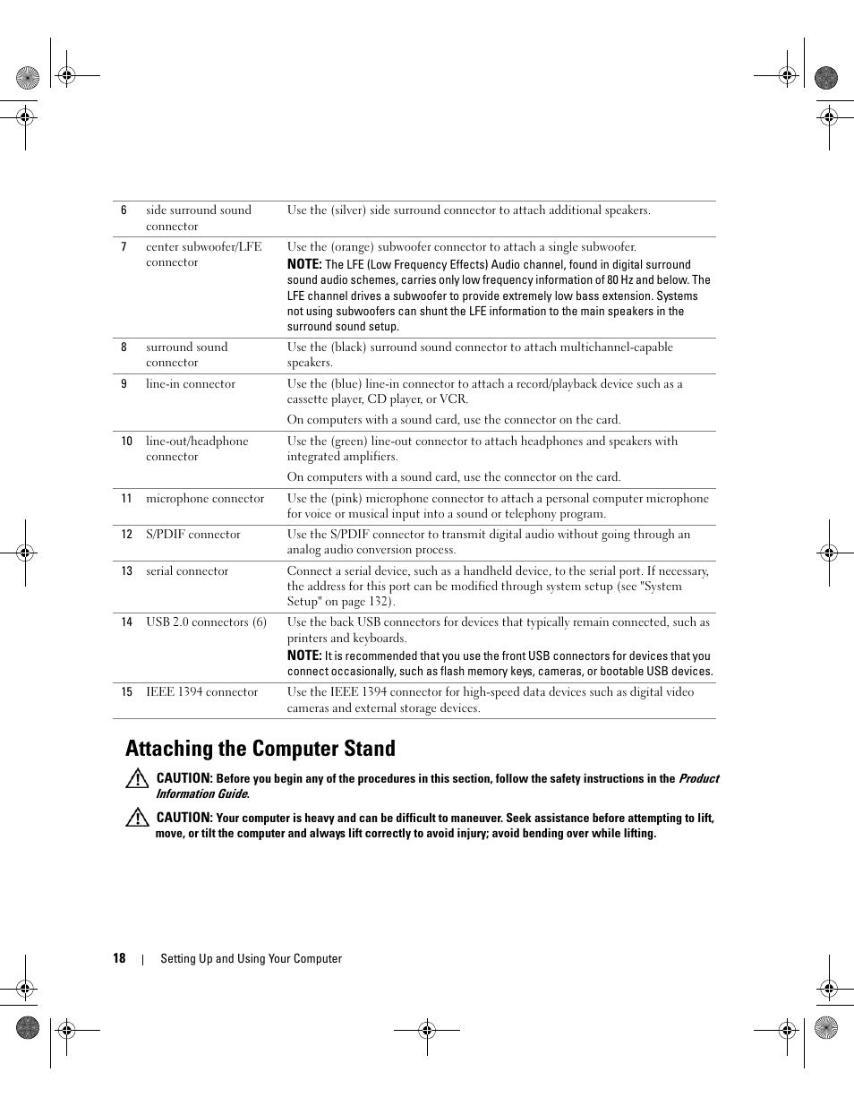 Attaching the computer stand | Dell XPS 700 Jet Black User Manual | Page 16 / 174