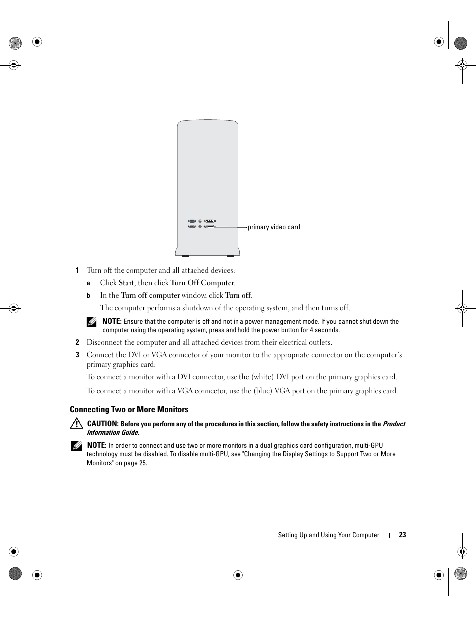 Connecting two or more monitors | Dell XPS 700 Jet Black User Manual | Page 21 / 174