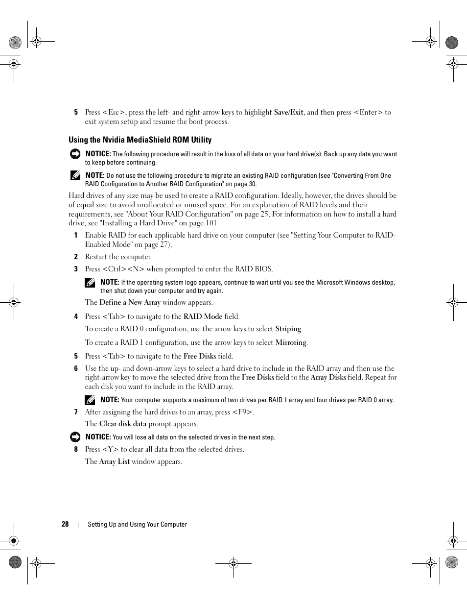 Using the nvidia mediashield rom utility | Dell XPS 700 Jet Black User Manual | Page 26 / 174