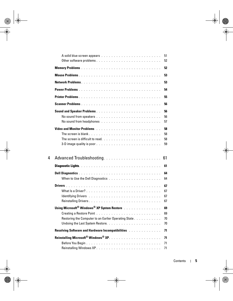4advanced troubleshooting | Dell XPS 700 Jet Black User Manual | Page 3 / 174