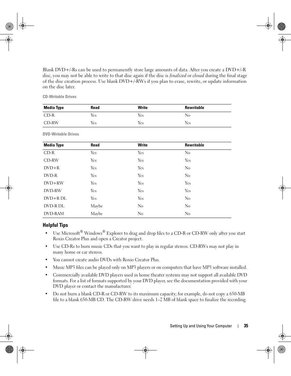 Helpful tips | Dell XPS 700 Jet Black User Manual | Page 33 / 174