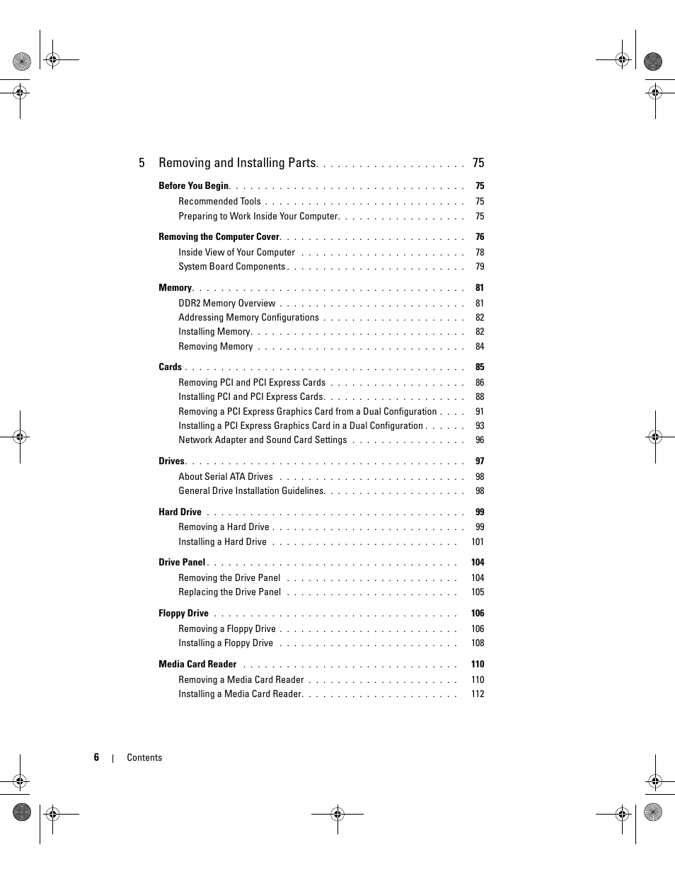 5removing and installing parts | Dell XPS 700 Jet Black User Manual | Page 4 / 174