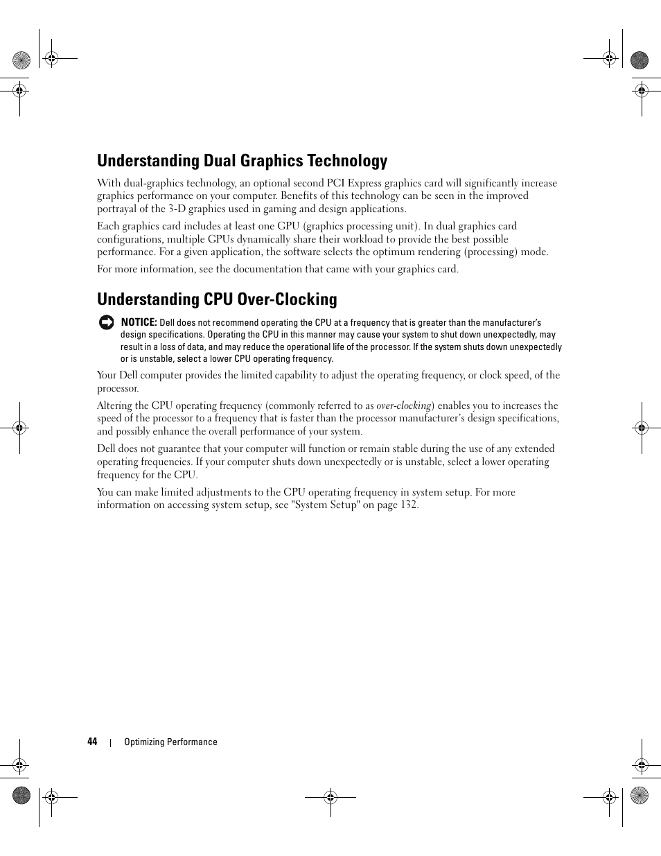 Understanding dual graphics technology, Understanding cpu over-clocking | Dell XPS 700 Jet Black User Manual | Page 42 / 174