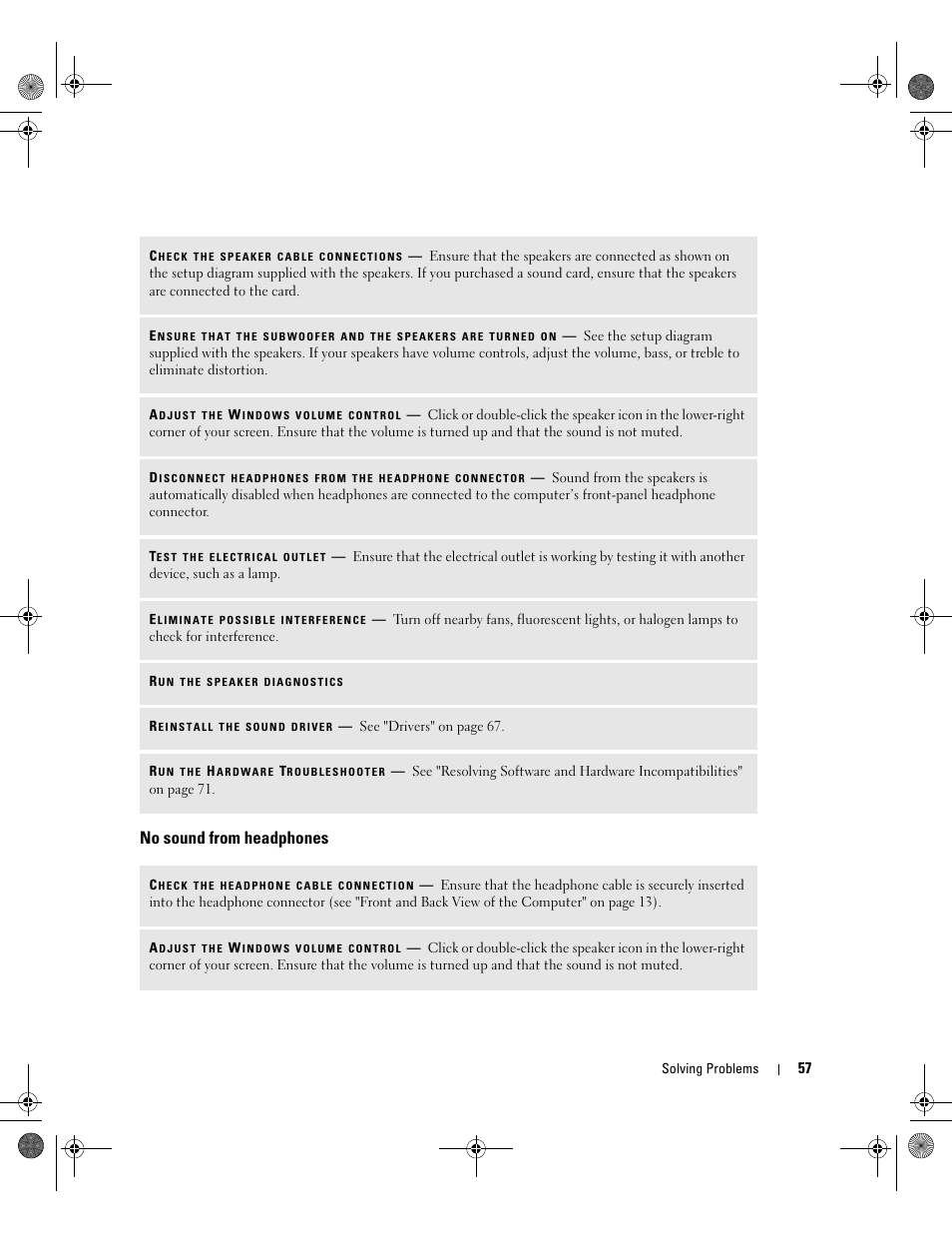 No sound from headphones | Dell XPS 700 Jet Black User Manual | Page 55 / 174