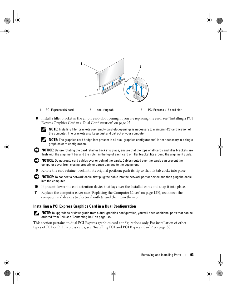 N, see "installing a pci express | Dell XPS 700 Jet Black User Manual | Page 91 / 174
