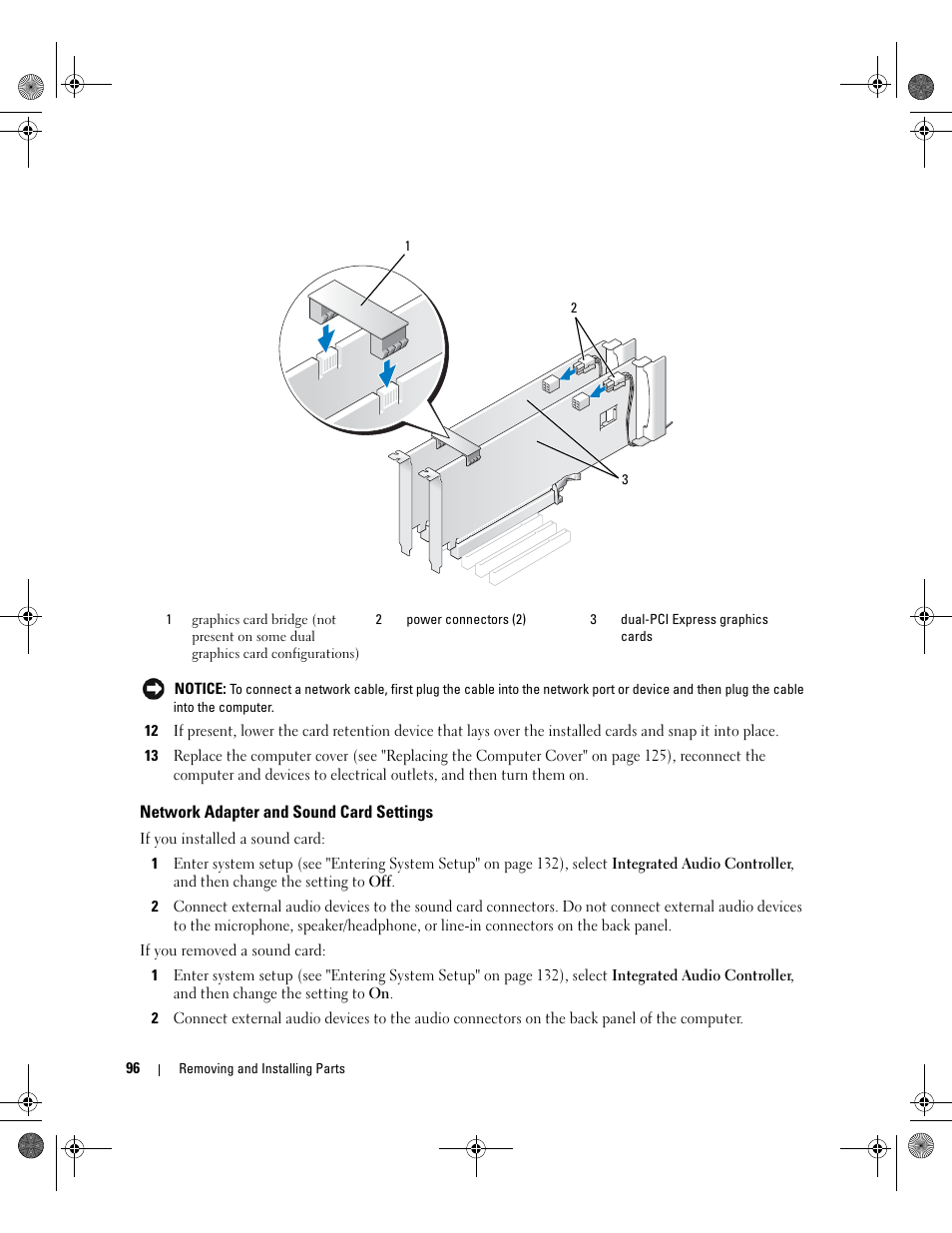 Network adapter and sound card settings, See "network adapter and sound card settings" on | Dell XPS 700 Jet Black User Manual | Page 94 / 174