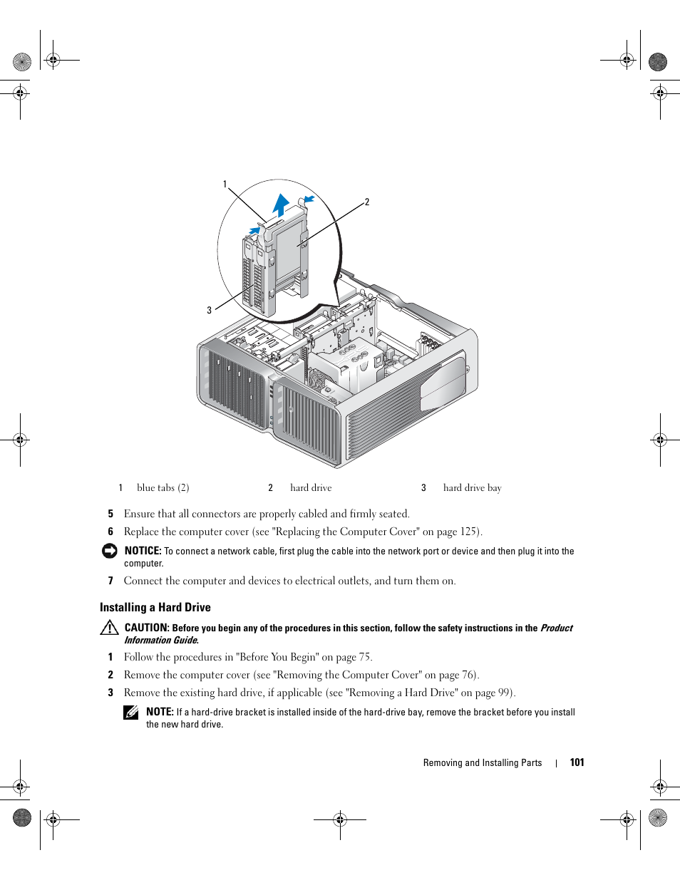 Installing a hard drive | Dell XPS 700 Jet Black User Manual | Page 99 / 174