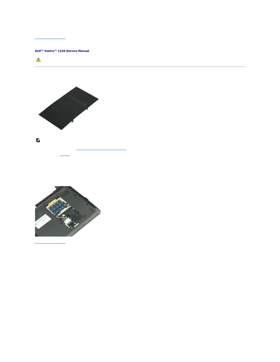 Access panel, Removing the access panel | Dell Vostro 1220 (Mid 2009) User Manual | Page 11 / 46