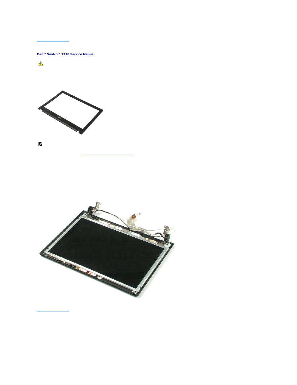 Lcd bezel, Removing the lcd bezel | Dell Vostro 1220 (Mid 2009) User Manual | Page 37 / 46