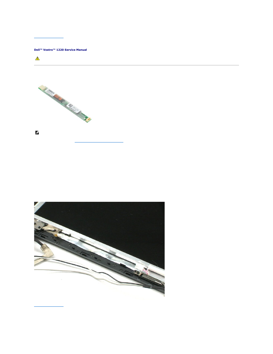 Lcd inverter, Removing the lcd inverter | Dell Vostro 1220 (Mid 2009) User Manual | Page 38 / 46