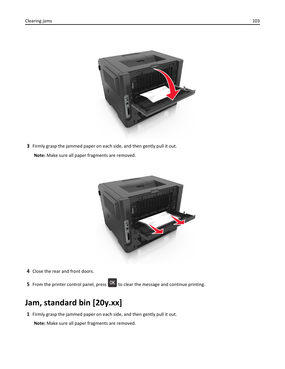 Jam, standard bin [20y.xx | Dell B2360dn Mono Laser Printer User Manual | Page 103 / 153