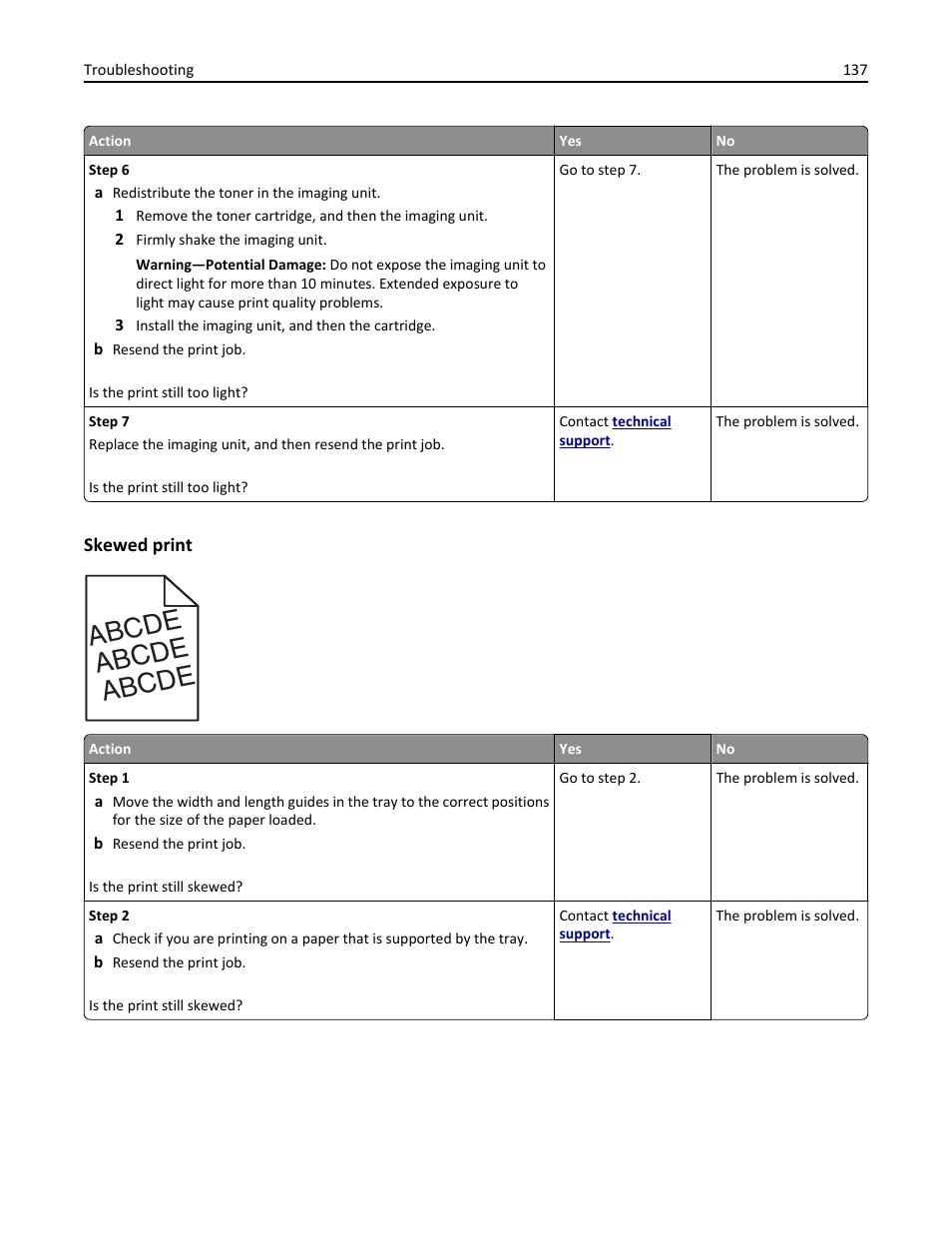 Skewed print, Abcde | Dell B2360dn Mono Laser Printer User Manual | Page 137 / 153