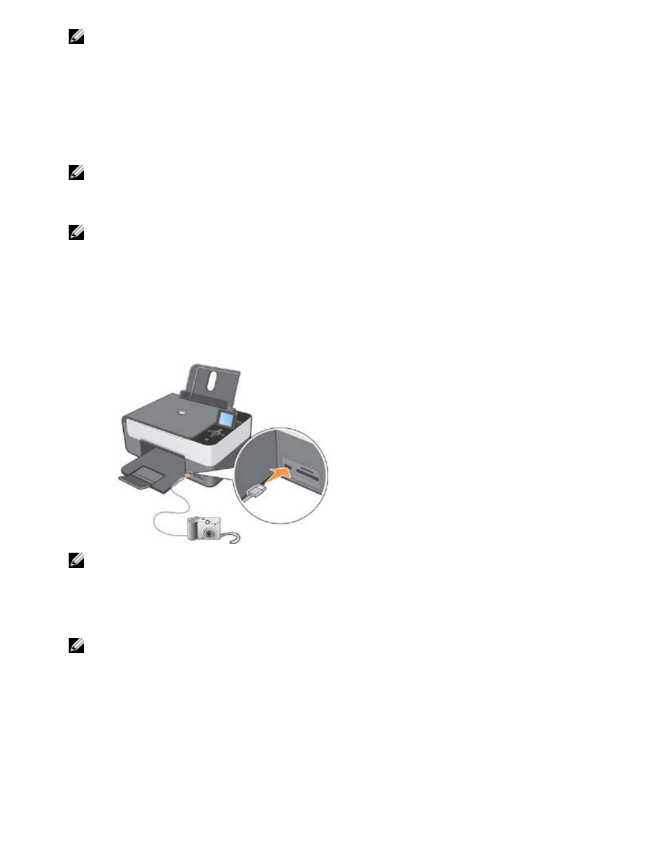 Printing photos from a pictbridge-enabled camera | Dell 928 All In One Inkjet Printer User Manual | Page 24 / 71