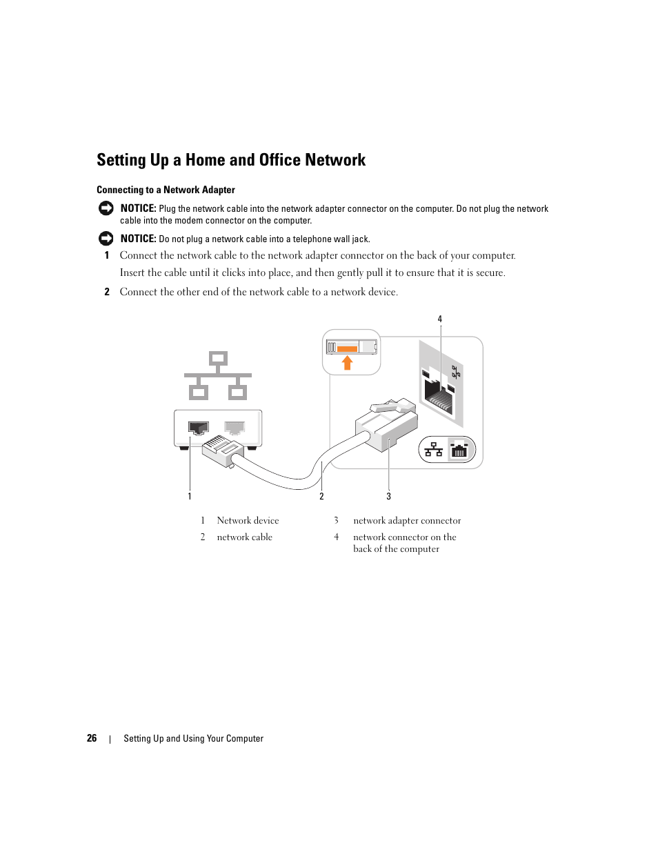 Setting up a home and office network | Dell Dimension C521 User Manual | Page 26 / 140