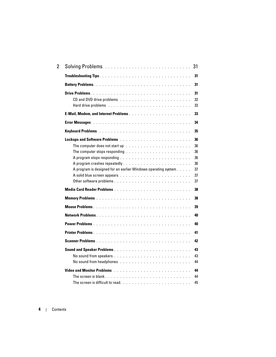 2solving problems | Dell Dimension C521 User Manual | Page 4 / 140