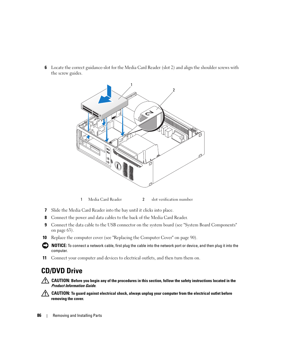 Cd/dvd drive | Dell Dimension C521 User Manual | Page 86 / 140