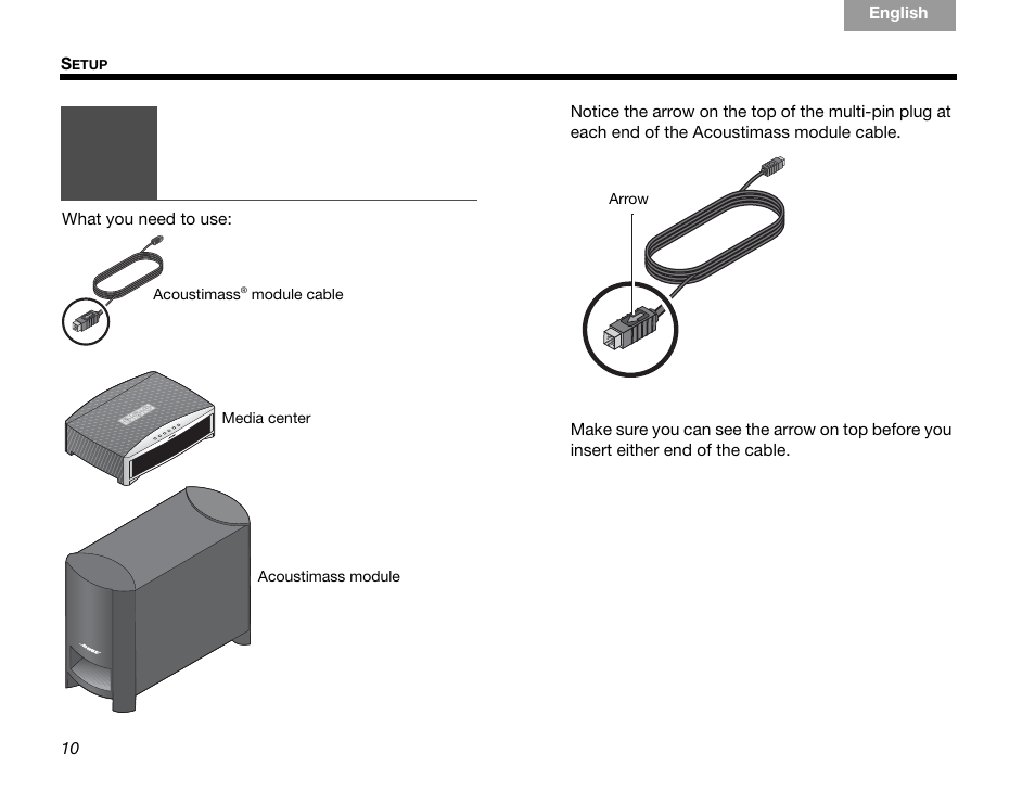 Connecting the module to the media center 10, Connecting the module to the media center | Bose GSX Series III User Manual | Page 14 / 108