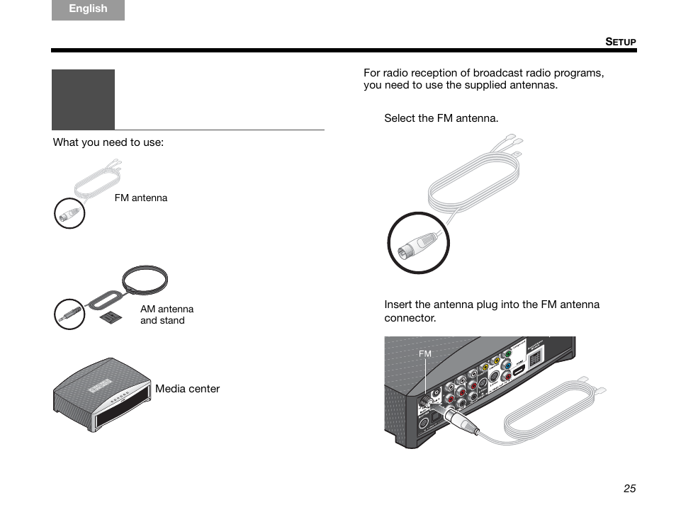 Installing the fm and am radio antennas | Bose GSX Series III User Manual | Page 29 / 108