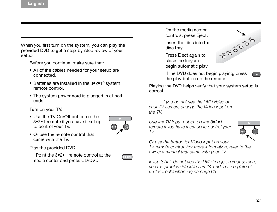Trying out the dvd, Irst | Bose GSX Series III User Manual | Page 37 / 108