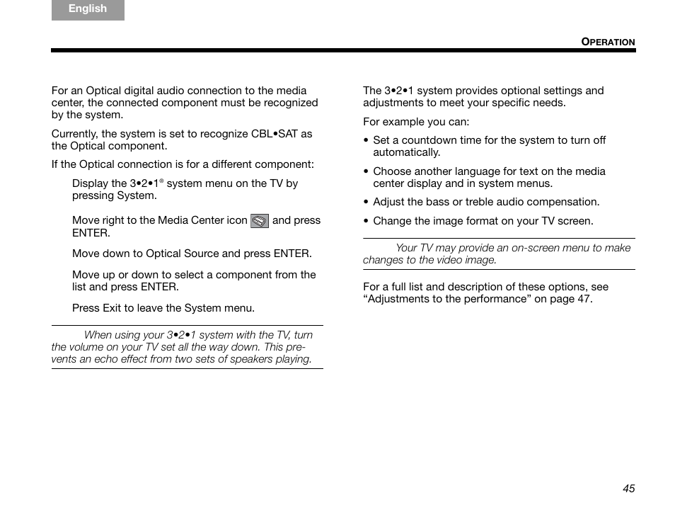 Getting digital audio from a source, Choosing other options | Bose GSX Series III User Manual | Page 49 / 108