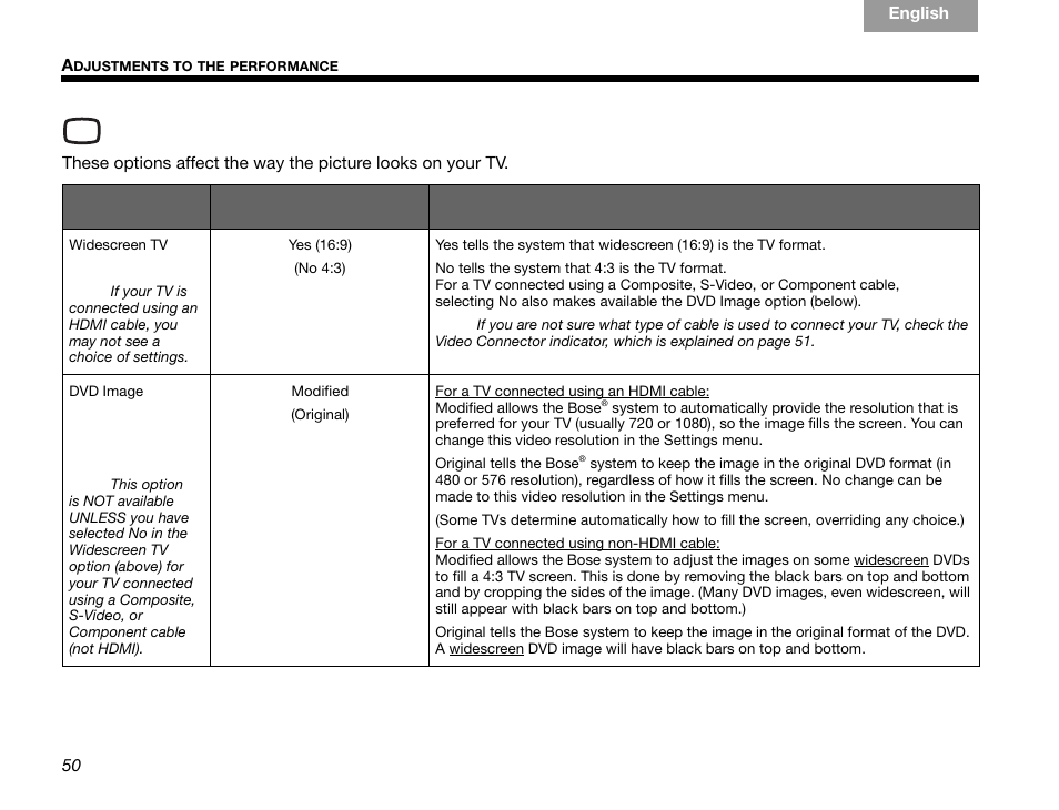 Video options | Bose GSX Series III User Manual | Page 54 / 108