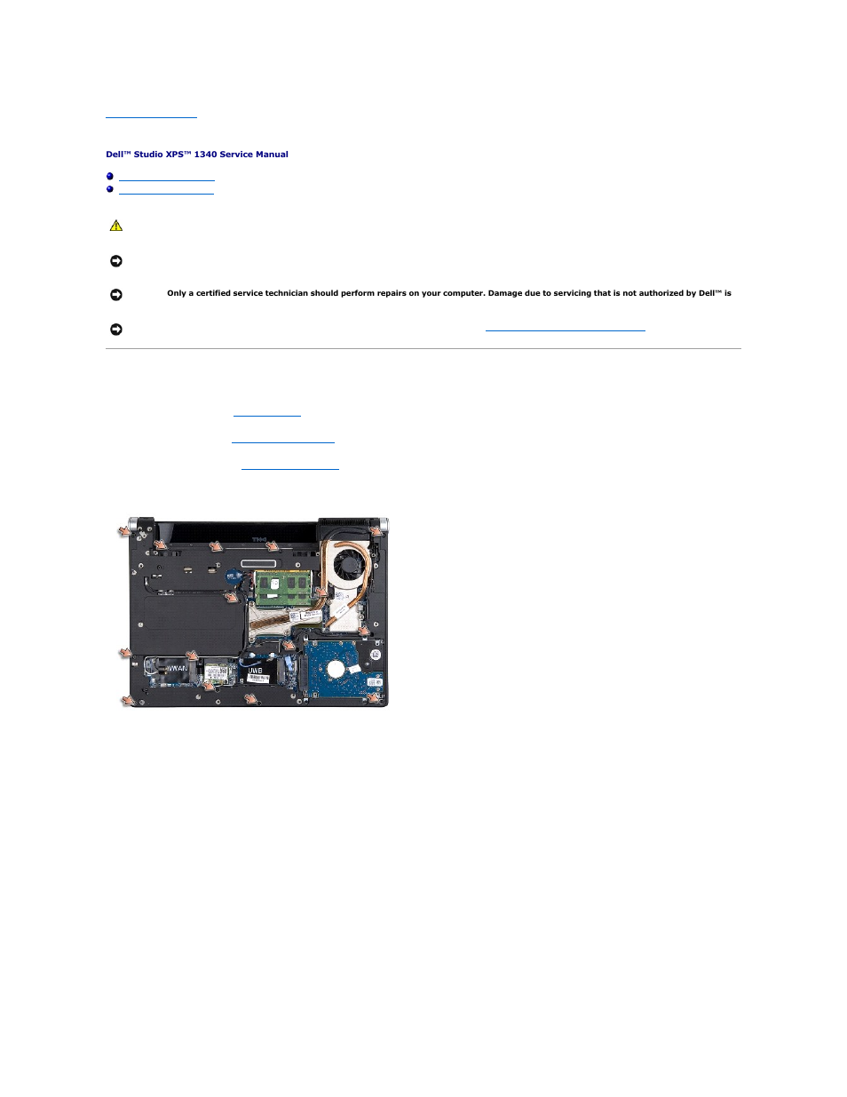Palm rest, Removing the palm rest | Dell Studio XPS M1340 (Mid 2010) User Manual | Page 33 / 39