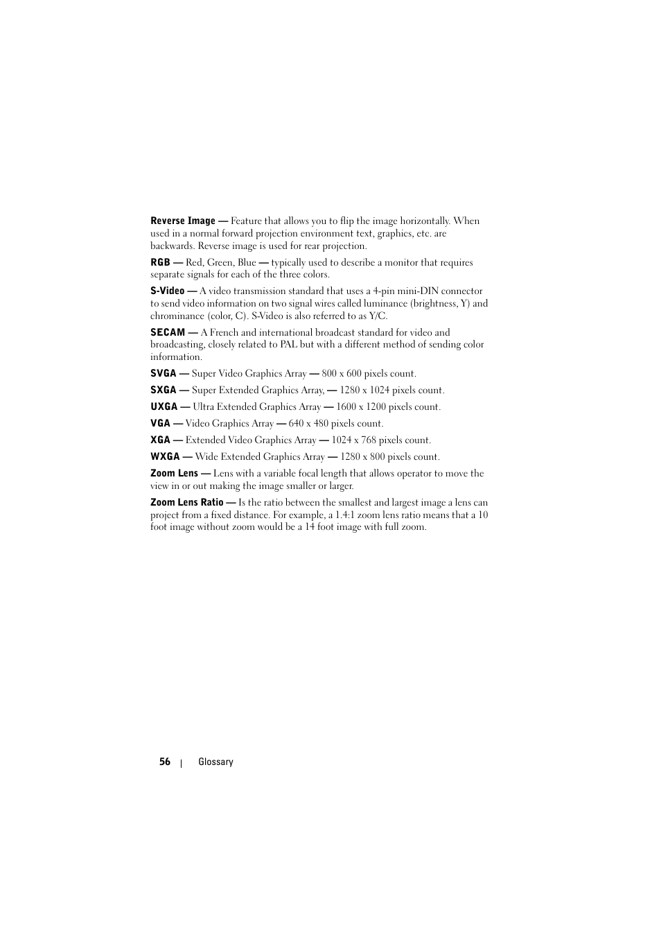 Dell M410HD Projector User Manual | Page 56 / 59