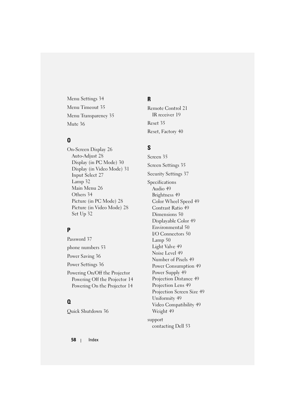 Dell M410HD Projector User Manual | Page 58 / 59
