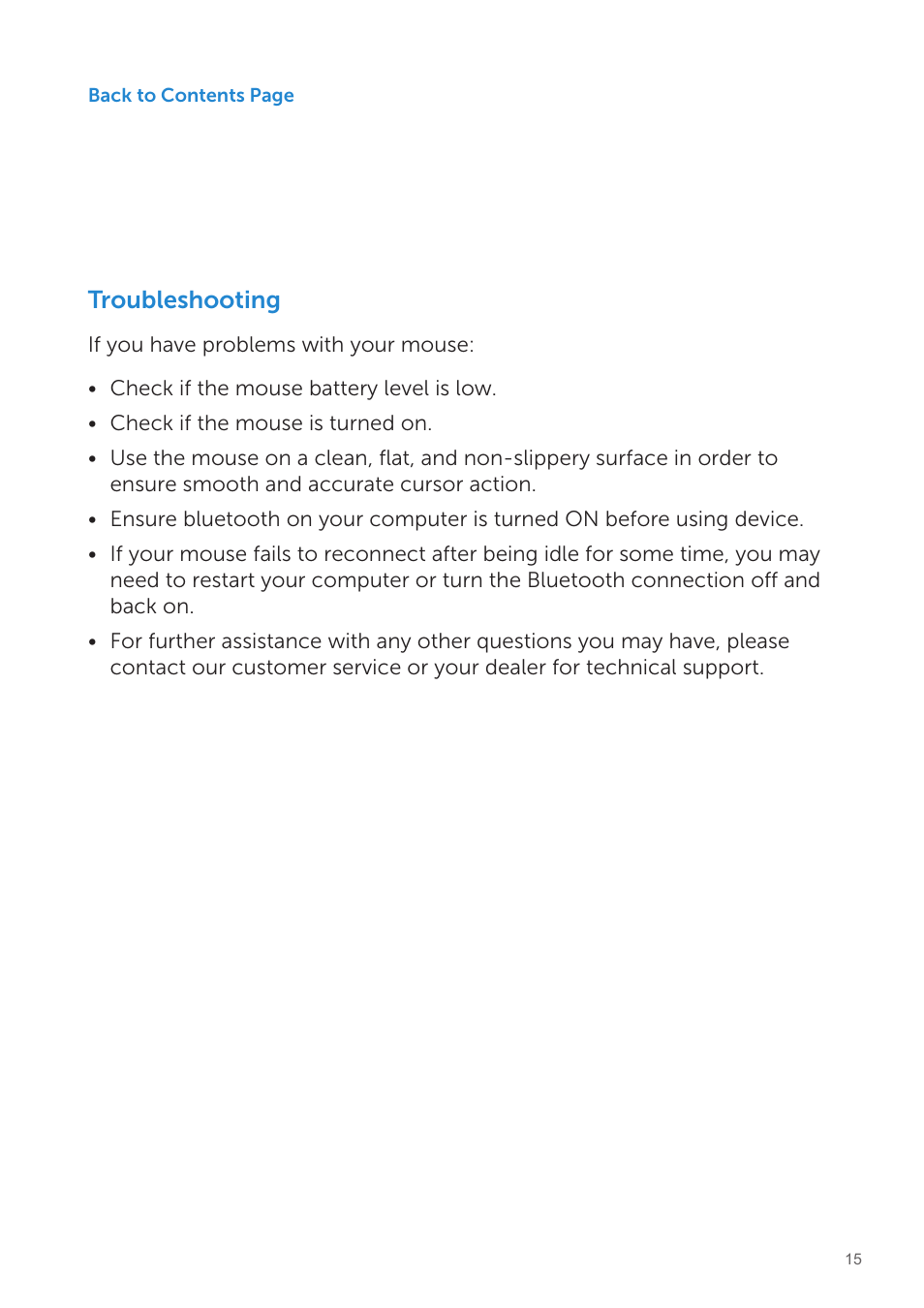 Troubleshooting | Dell Wireless Touch Mouse WM713 User Manual | Page 15 / 20