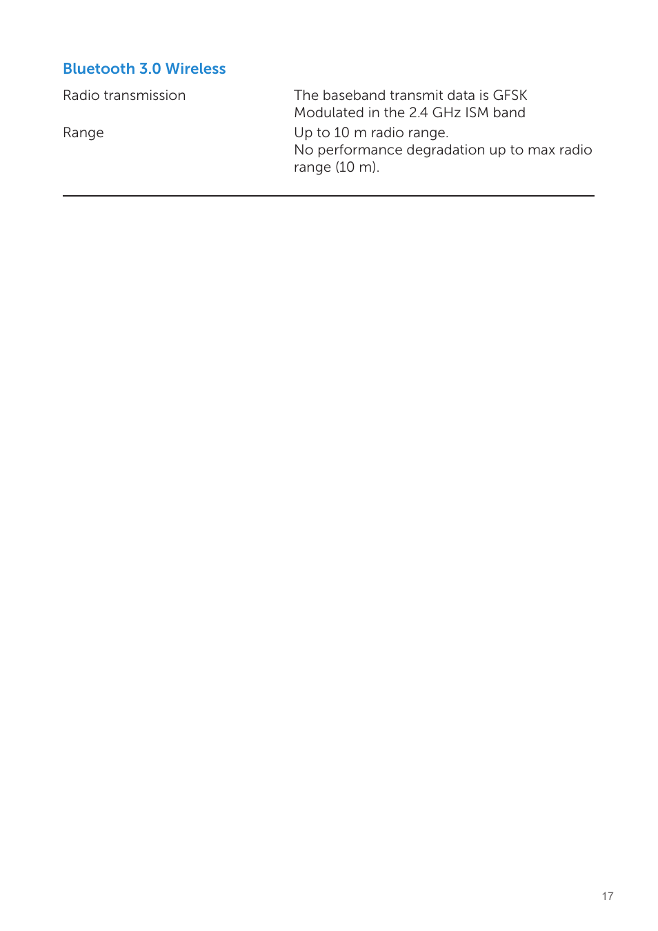 Bluetooth 3.0 wireless | Dell Wireless Touch Mouse WM713 User Manual | Page 17 / 20