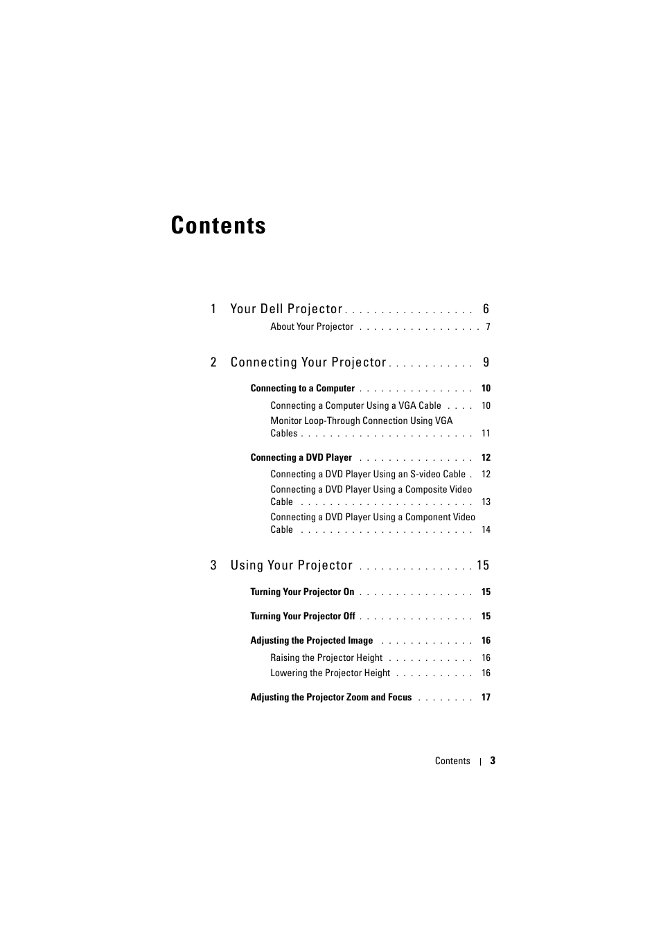 Dell 1210S Projector User Manual | Page 3 / 59