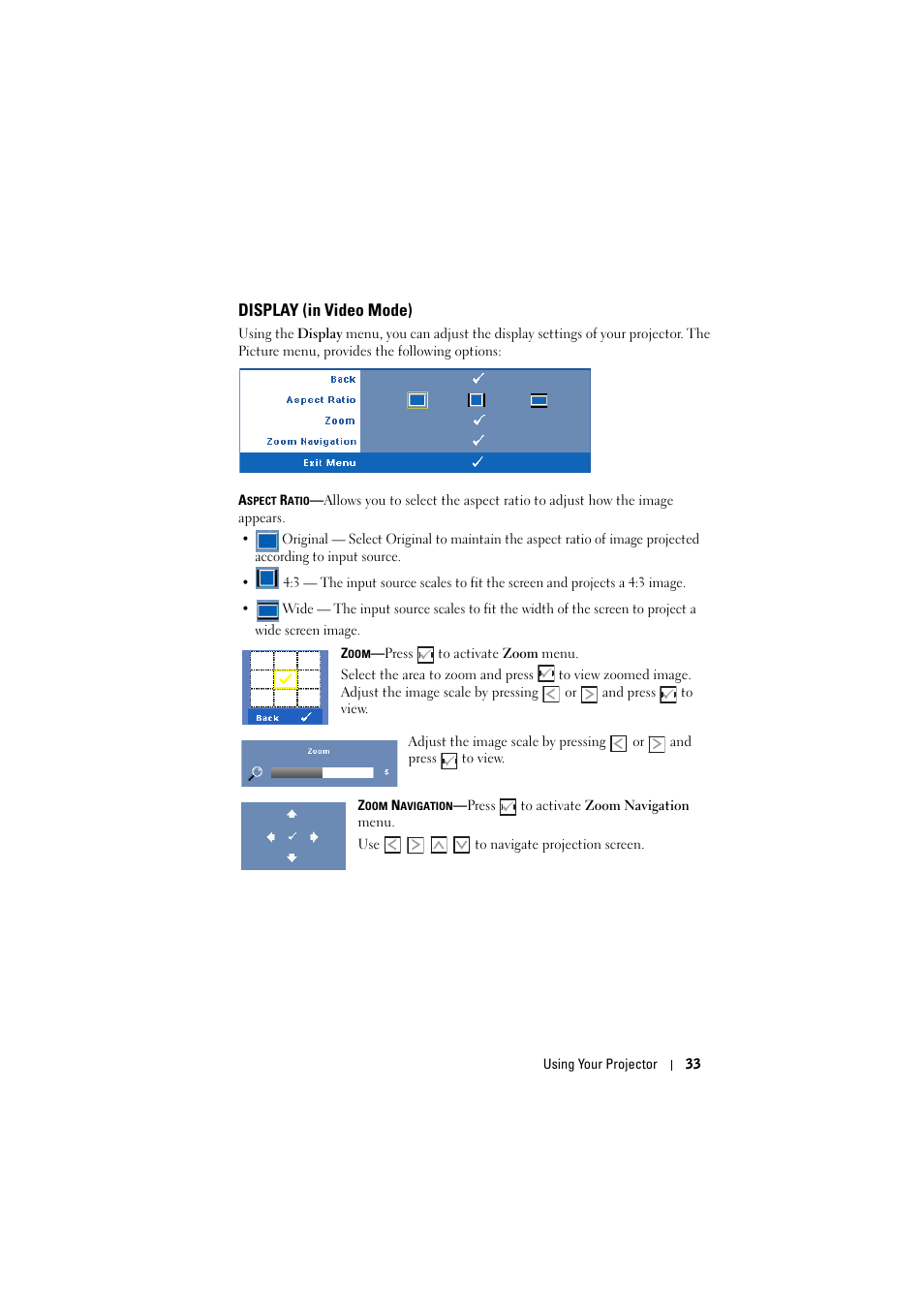 Display (in video mode) | Dell 1210S Projector User Manual | Page 33 / 59
