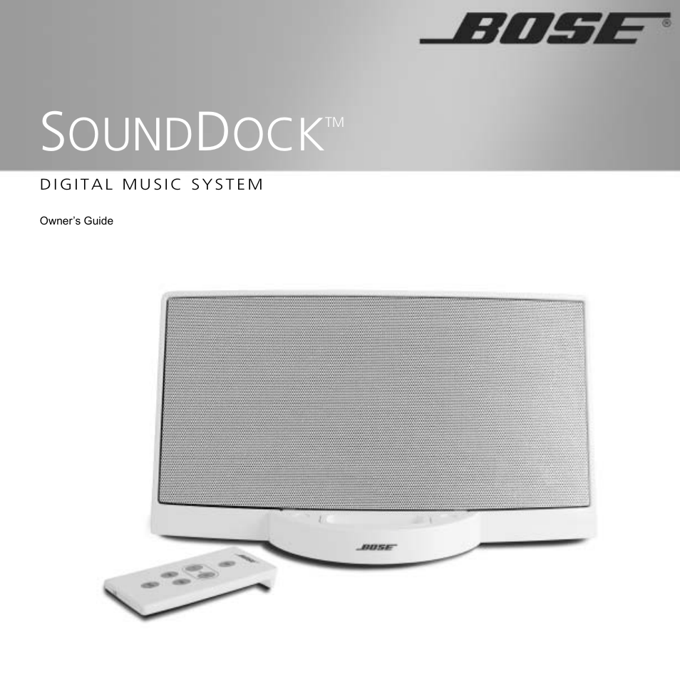 Bose SOUNDDOCKTM DIGITAL MUSIC SYSTEM User Manual | 12 pages
