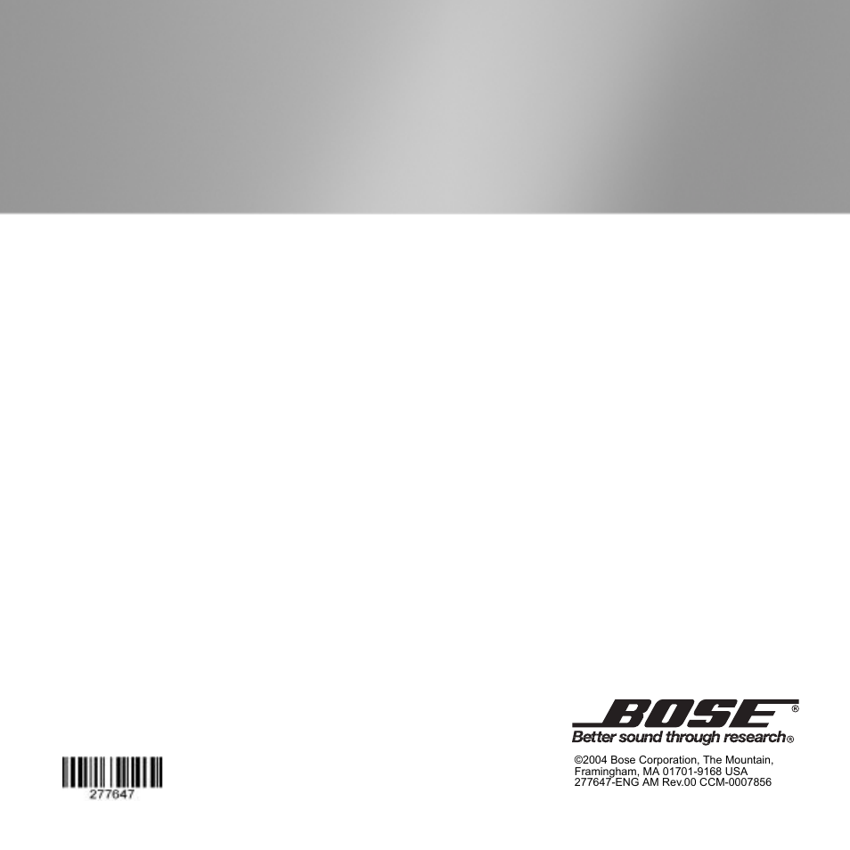 Bose SOUNDDOCKTM DIGITAL MUSIC SYSTEM User Manual | Page 12 / 12