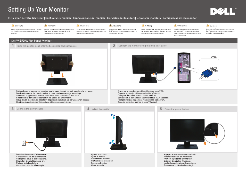 Dell E1709WFP Monitor User Manual | 2 pages