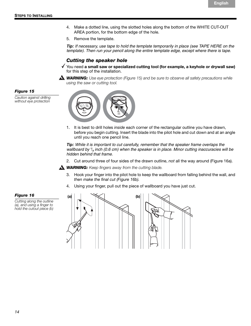 Cutting the speaker hole | Bose VIRTUALLY INVISIBLE 191 User Manual | Page 14 / 144