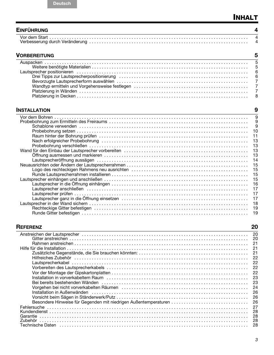 Nhalt | Bose VIRTUALLY INVISIBLE 191 User Manual | Page 31 / 144