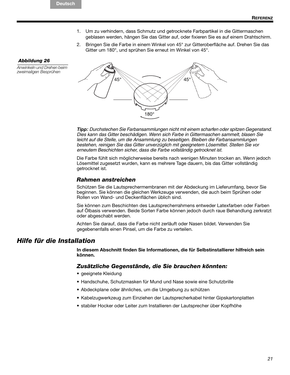 Hilfe für die installation | Bose VIRTUALLY INVISIBLE 191 User Manual | Page 49 / 144