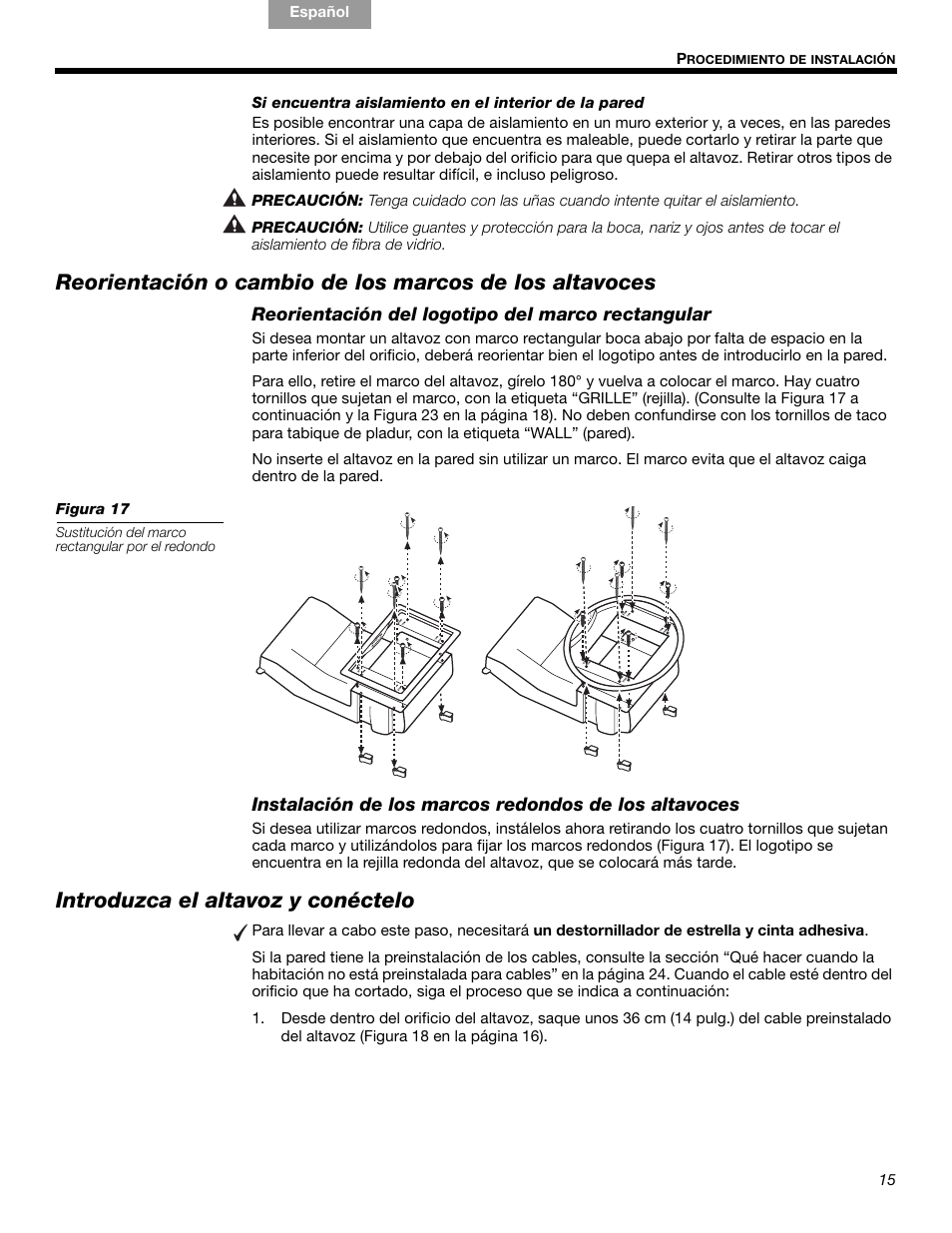 Introduzca el altavoz y conéctelo | Bose VIRTUALLY INVISIBLE 191 User Manual | Page 71 / 144