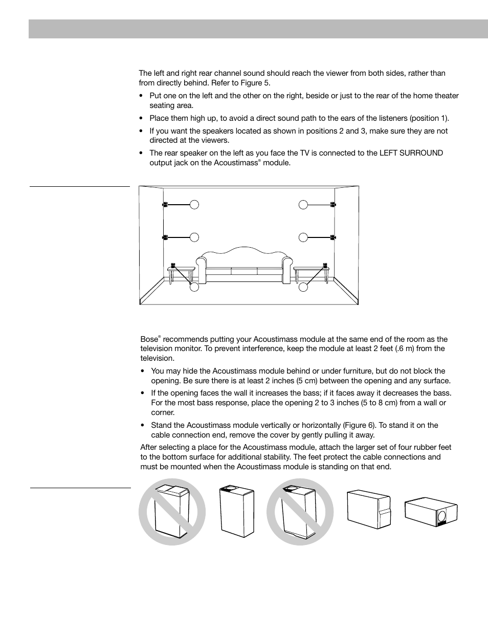 English setting up surround cube speakers, Acoustimass module | Bose VCS 10 Series II User Manual | Page 10 / 21