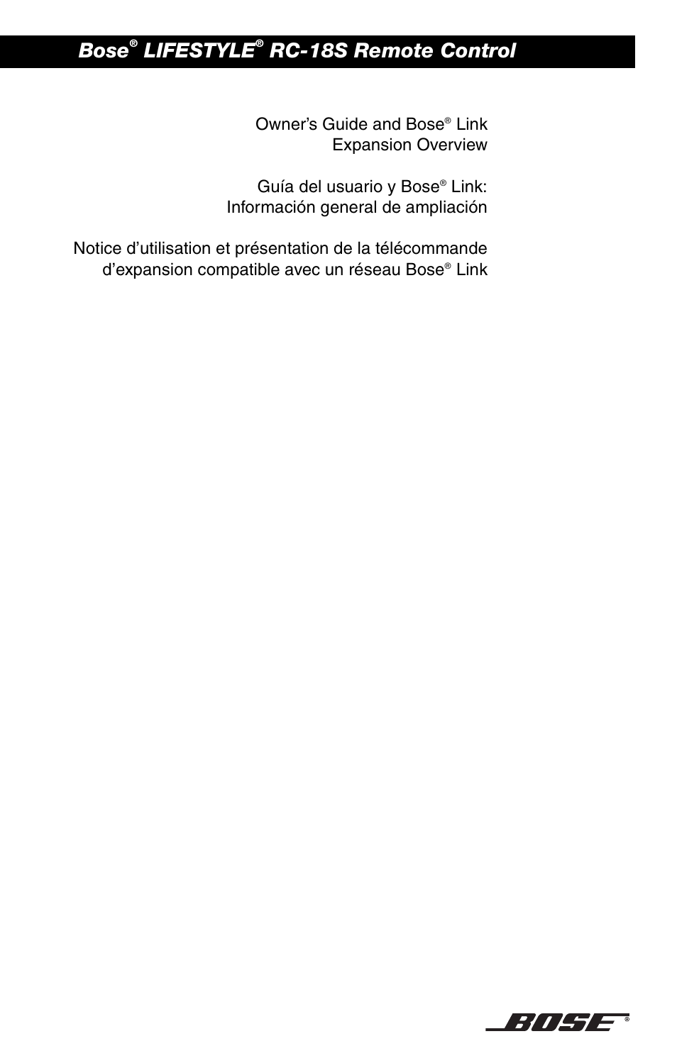 Bose LIFESTYLE RC-18S User Manual | 20 pages